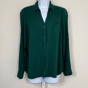 KUT‎ From The Kloth Women's Green Button Down Long Sleeve Shirt Size M